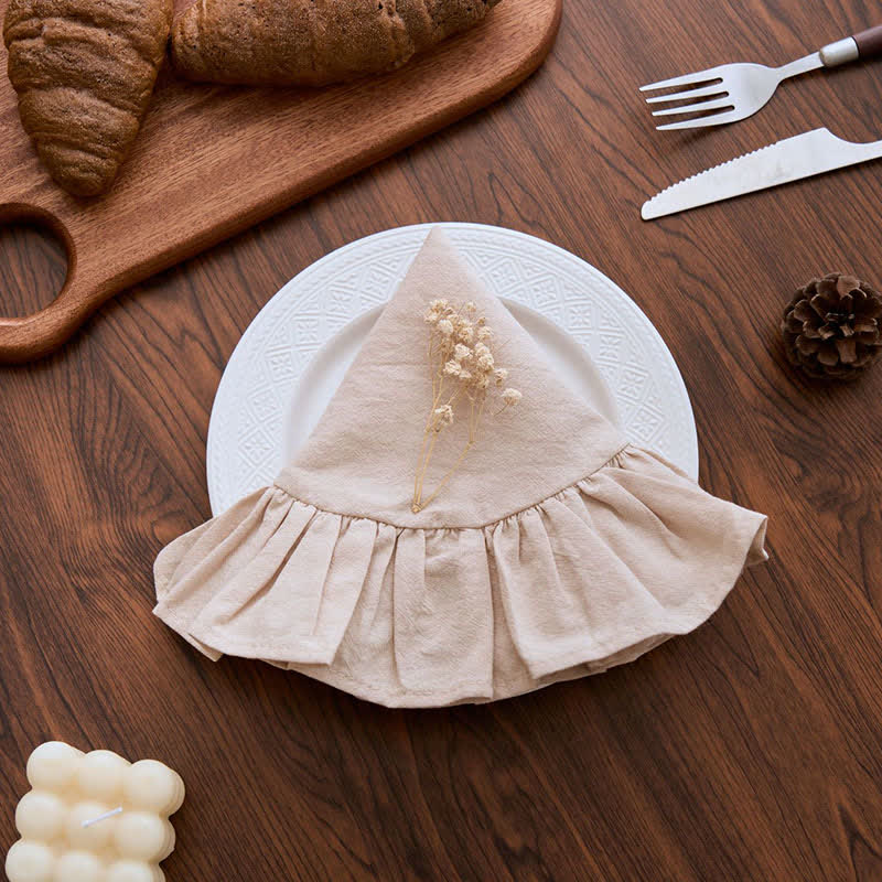 Ownkoti Minimalist Solid Color Ruffled Edge Placemat(4PCS) - image 13