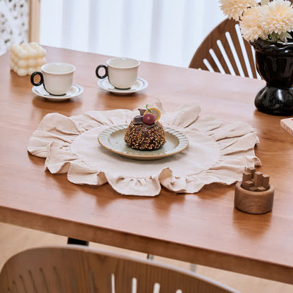 Ownkoti Minimalist Solid Color Ruffled Edge Placemat(4PCS) - image 9