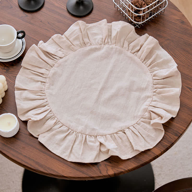 Ownkoti Minimalist Solid Color Ruffled Edge Placemat(4PCS) - image 11