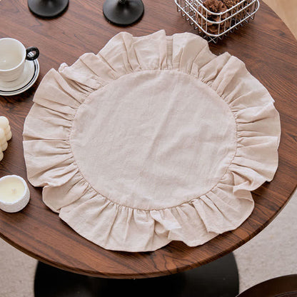 Ownkoti Minimalist Solid Color Ruffled Edge Placemat(4PCS) - image 11