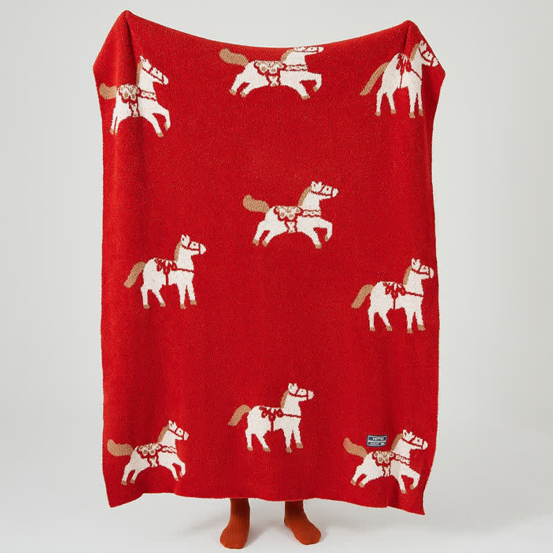 Ownkoti Year of the Horse Fleece Throw Blanket - 51"W x 63"L - image 0