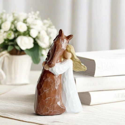 Ownkoti Hand-Painted Girl & Horse Resin Home Decor - 2PCS - 3.46"L x 5.90"H - image 0