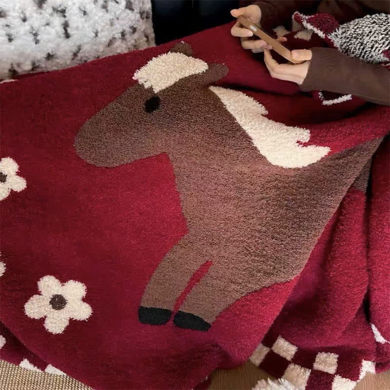 Ownkoti Festive Equestrian Red Fleece Blanket - image 4