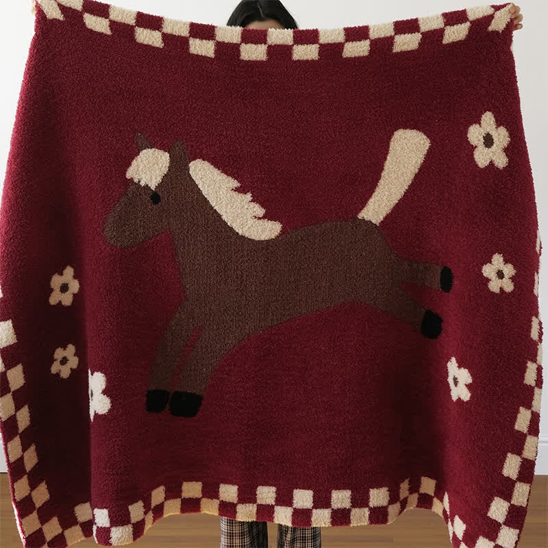 Ownkoti Festive Equestrian Red Fleece Blanket - 47"W x 63"L - image 0