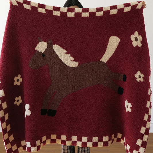 Ownkoti Festive Equestrian Red Fleece Blanket - 47"W x 63"L - image 0