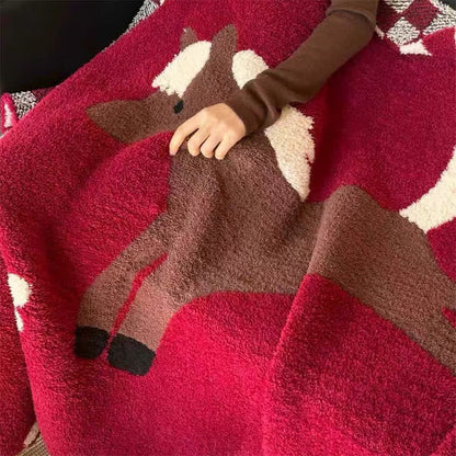 Ownkoti Festive Equestrian Red Fleece Blanket - image 9