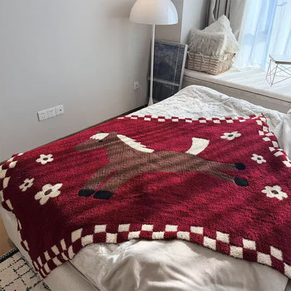 Ownkoti Festive Equestrian Red Fleece Blanket - image 1