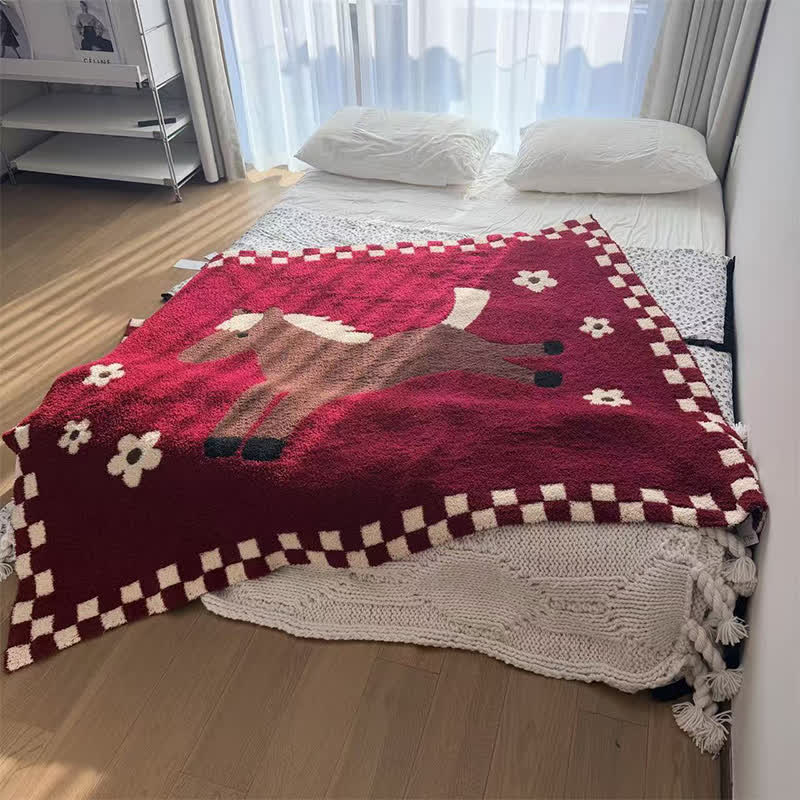 Ownkoti Festive Equestrian Red Fleece Blanket - image 2