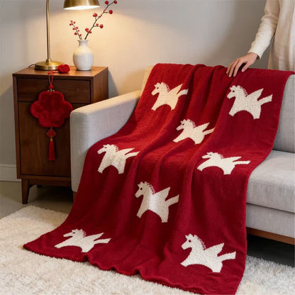 Ownkoti White Pegasus Motif Fleece Blanket - 51"W x 67"L - image 0