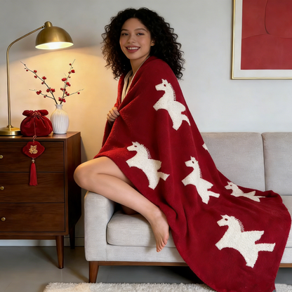 Ownkoti White Pegasus Motif Fleece Blanket - image 1