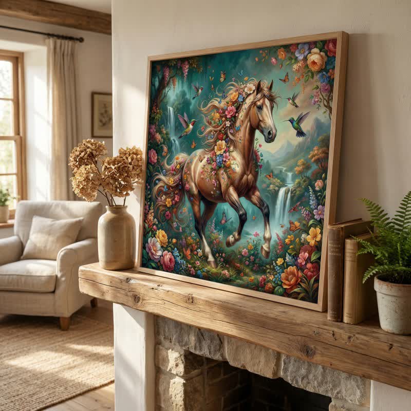 Ownkoti Horse & Floral3D Effect Decorative Wall Art - image 2