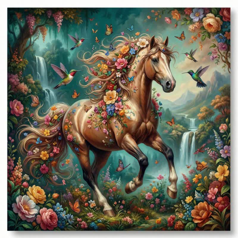 Ownkoti Horse & Floral3D Effect Decorative Wall Art - image 1
