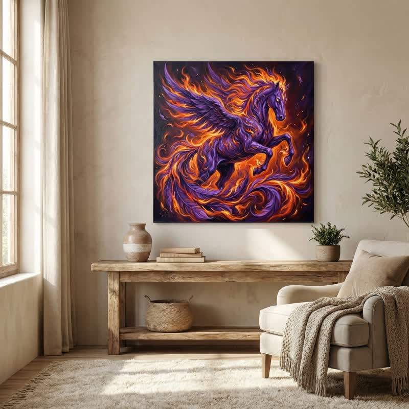 Ownkoti Majestic Pegasus 3D Effect Decorative Wall Art - Purple - 16" x 24" - image 0