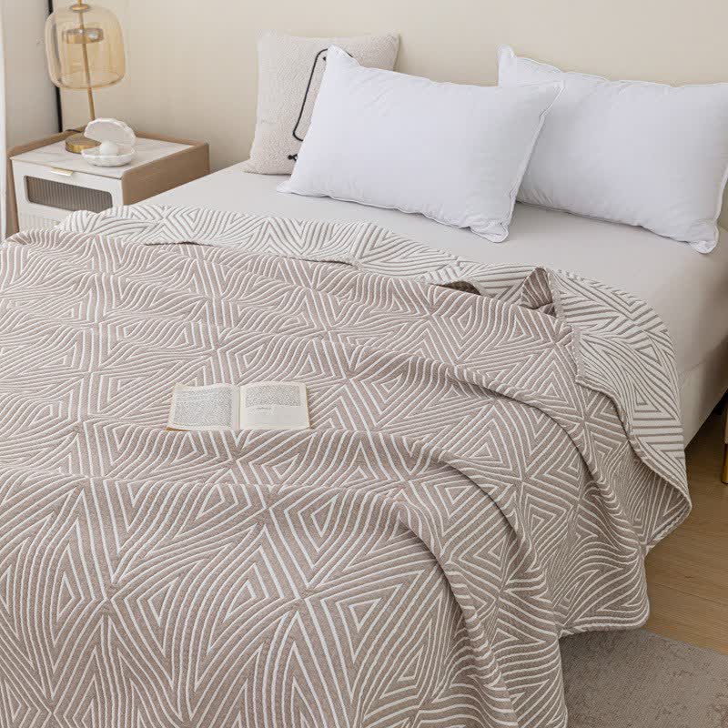 Ownkoti Triangle Pattern Reversible Cotton Gauze Quilt - Coffee - Queen - image 0