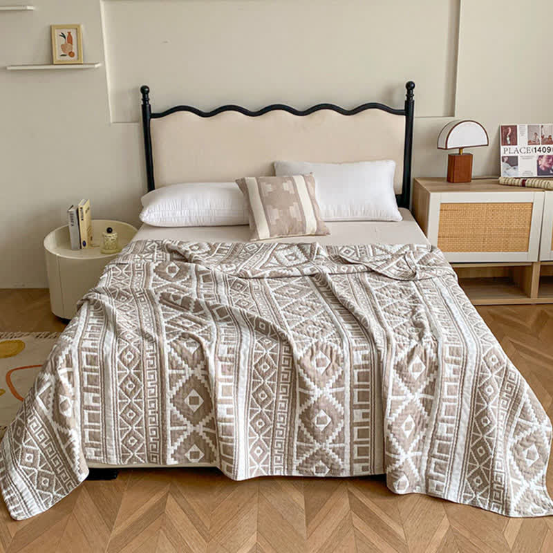 Ownkoti Ethnic Style Geometric Cotton Gauze Quilt - image 1