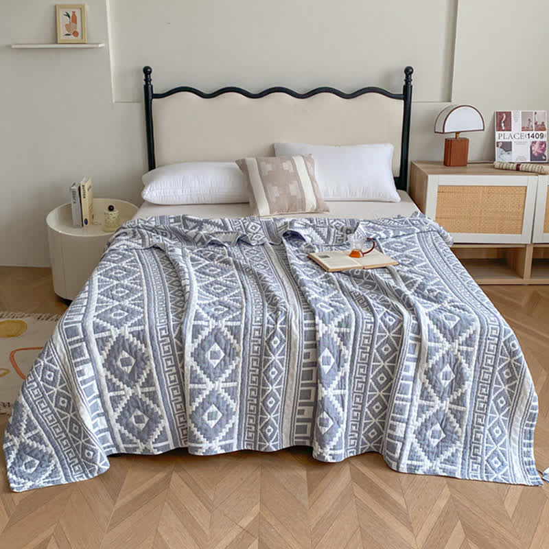Ownkoti Ethnic Style Geometric Cotton Gauze Quilt - image 3