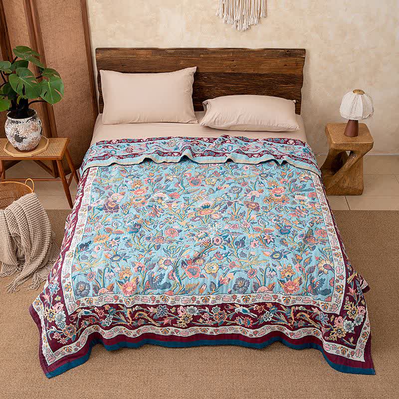 Ownkoti Blue Floral Cotton Gauze Quilt - Queen - image 0