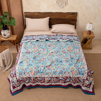 Ownkoti Blue Floral Cotton Gauze Quilt - Queen - image 0
