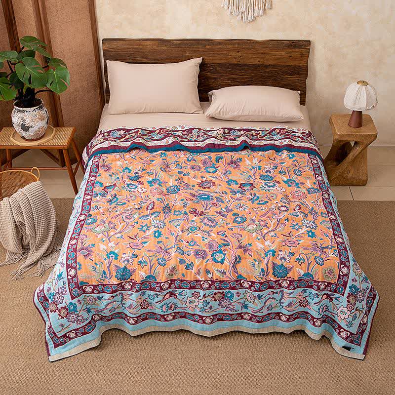 Ownkoti Blue Floral Cotton Gauze Quilt - image 1