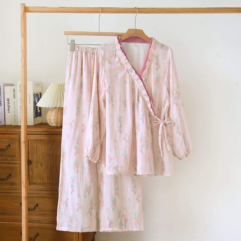 Ownkoti Bamboo Fiber Pink Floral Pajama Set  - XL - image 0