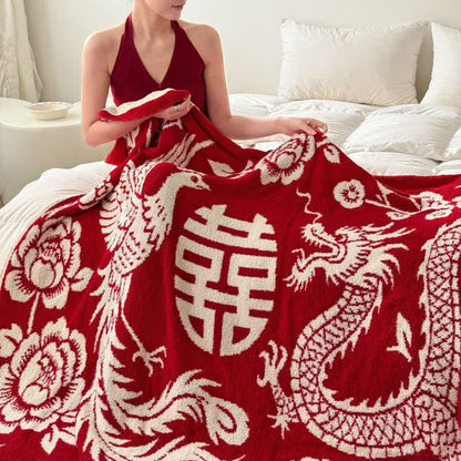 Ownkoti Auspicious Phoenix Knit Throw Blanket - 50"W x 60"L - image 0