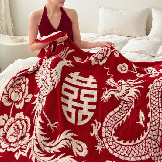 Ownkoti Auspicious Phoenix Knit Throw Blanket - 50"W x 60"L - image 0