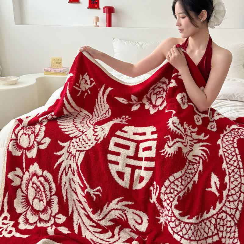 Ownkoti Auspicious Phoenix Knit Throw Blanket - image 2