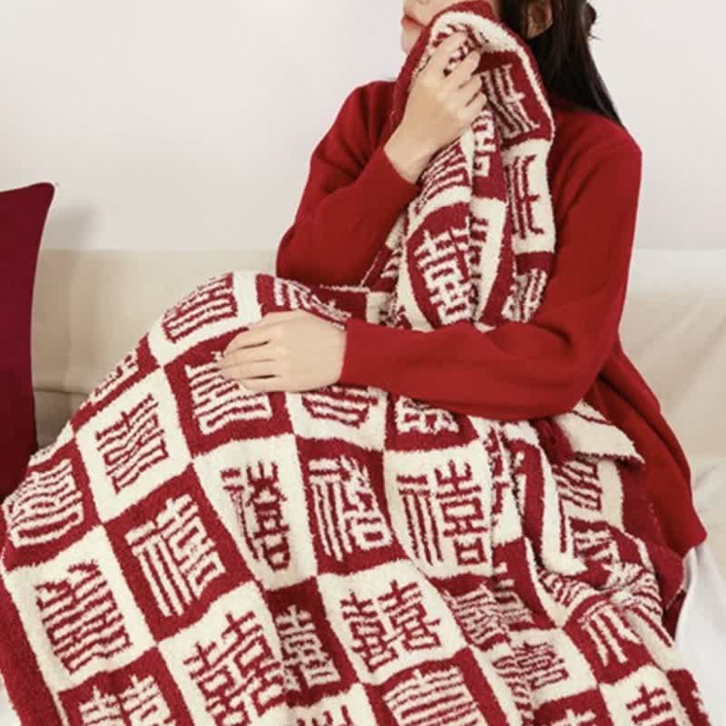 Ownkoti Oriental Auspicious Pattern Plaid Throw Blanket - image 3