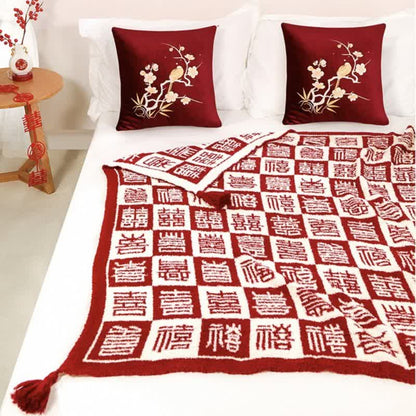 Ownkoti Oriental Auspicious Pattern Plaid Throw Blanket - image 4