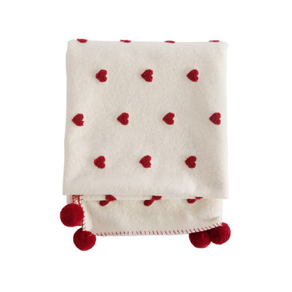 Ownkoti Heart Pattern Throw Blanket with Pom-Poms - image 7