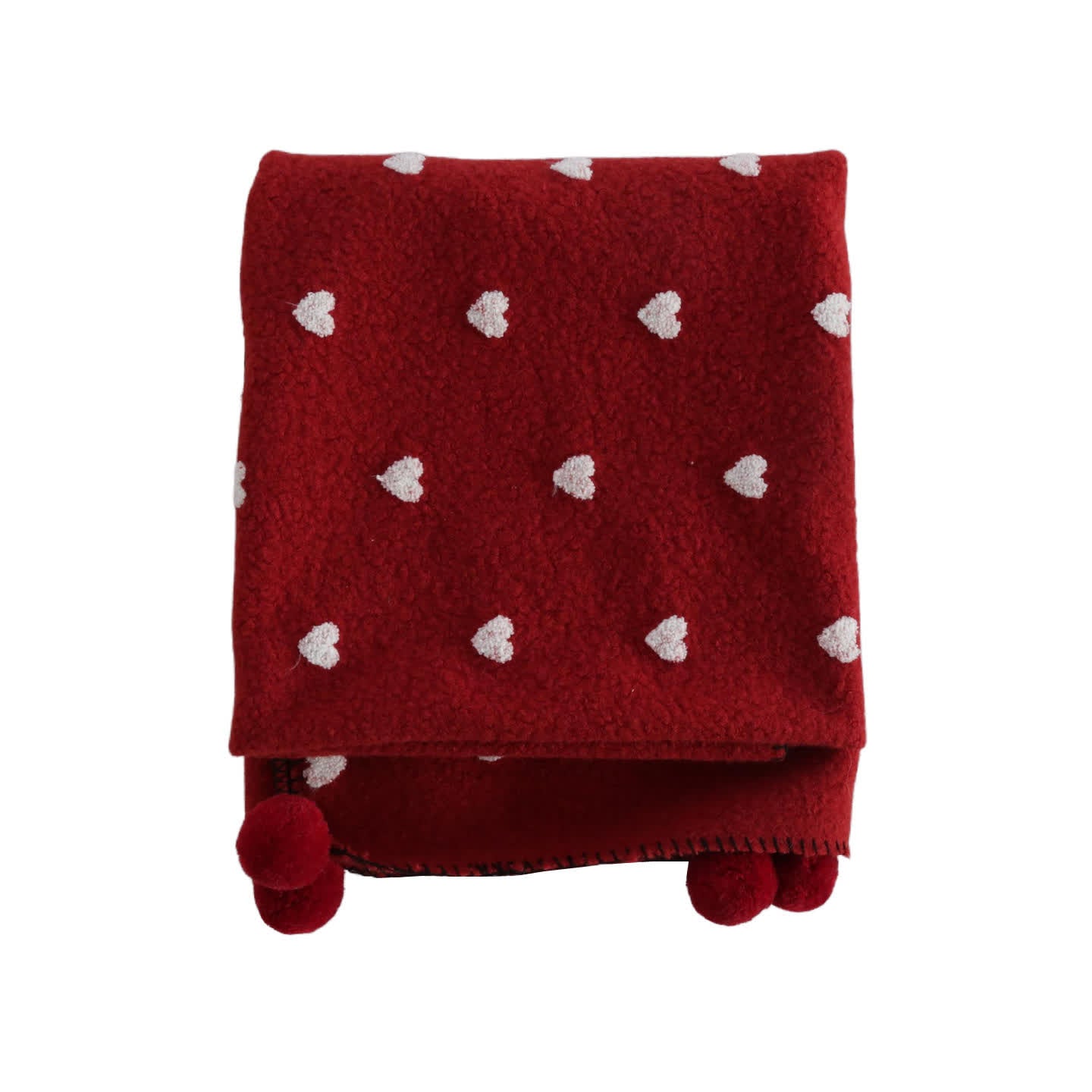 Ownkoti Heart Pattern Throw Blanket with Pom-Poms - image 14