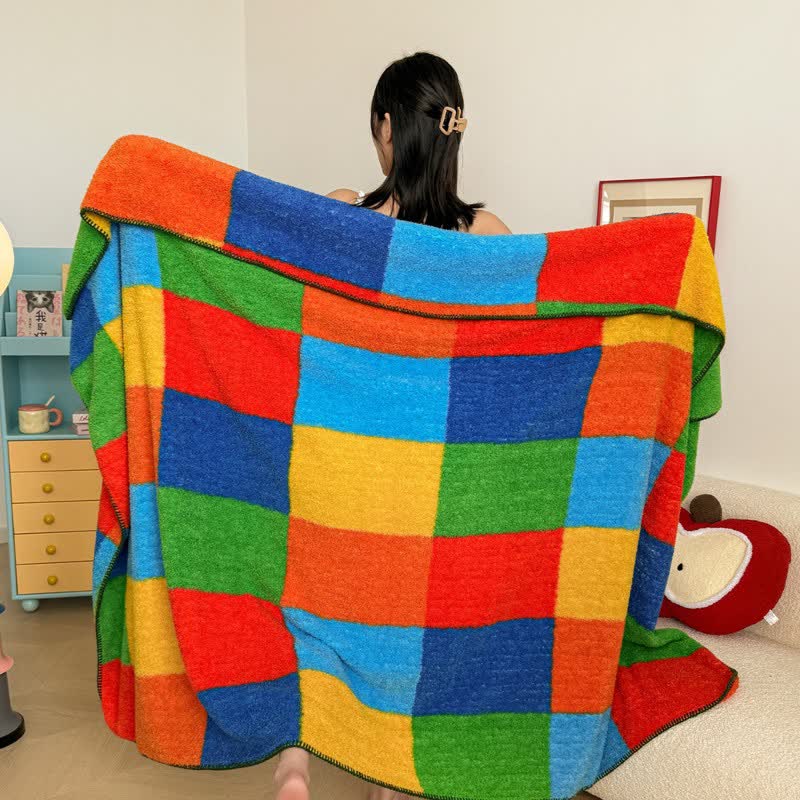 Ownkoti Colorful Plaid Fluffy Throw Blanket - image 4