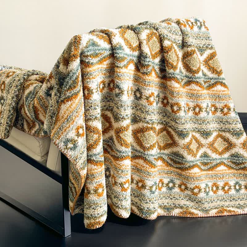 Ownkoti Bohemian Style Fluffy Throw Blanket - Green - 79"W x 90"L - image 1