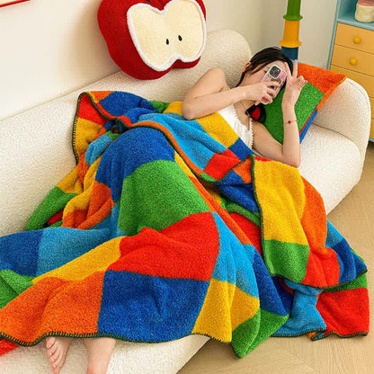 Ownkoti Colorful Plaid Fluffy Throw Blanket - image 2