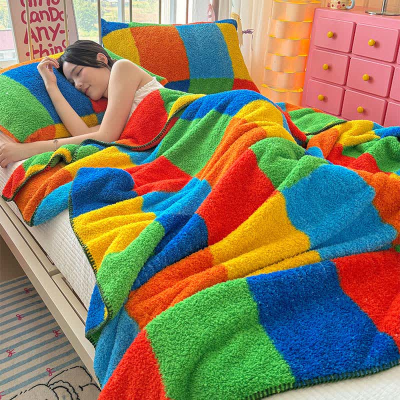 Ownkoti Colorful Plaid Fluffy Throw Blanket - image 6