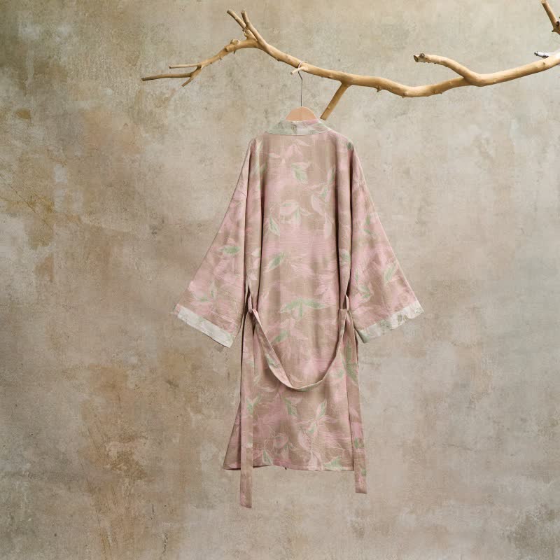 Ownkoti Natural Leaf Cotton Gauze Kimono Robe - image 21