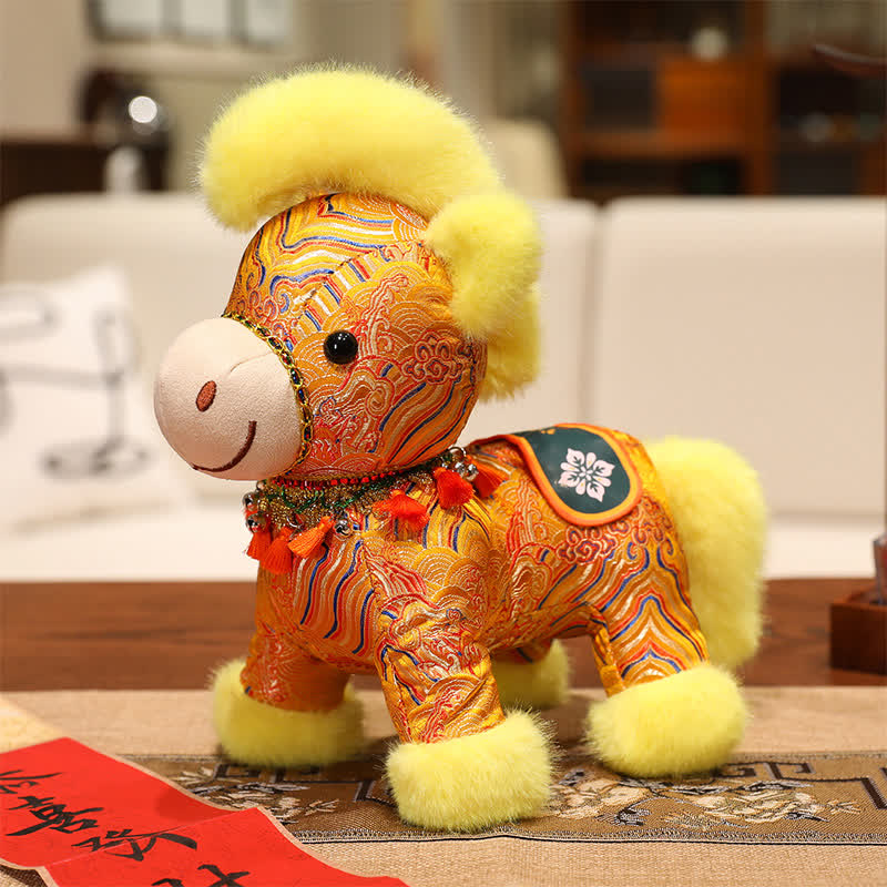 Ownkoti Brocade Chinoiserie Artistic Horse Plushie - Yellow - 2PCS - 10"H - image 7