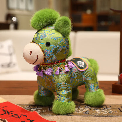 Ownkoti Brocade Chinoiserie Artistic Horse Plushie - Green - 2PCS - 10"H - image 6