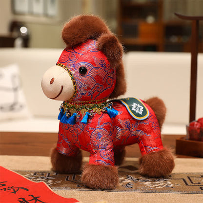 Ownkoti Brocade Chinoiserie Artistic Horse Plushie - Red - 2PCS - 10"H - image 9