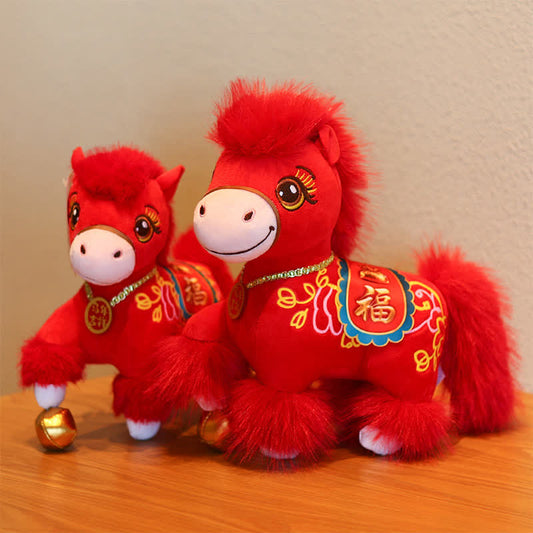Ownkoti Festive Red Zodiac Stallion with Lucky "Fu" Character - 10"H - image 0
