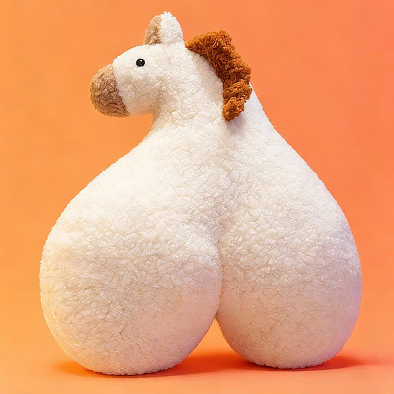 Ownkoti Creative "Horse Butt" Sherpa Plush Pillow - White - 19"W x 21"H - image 7