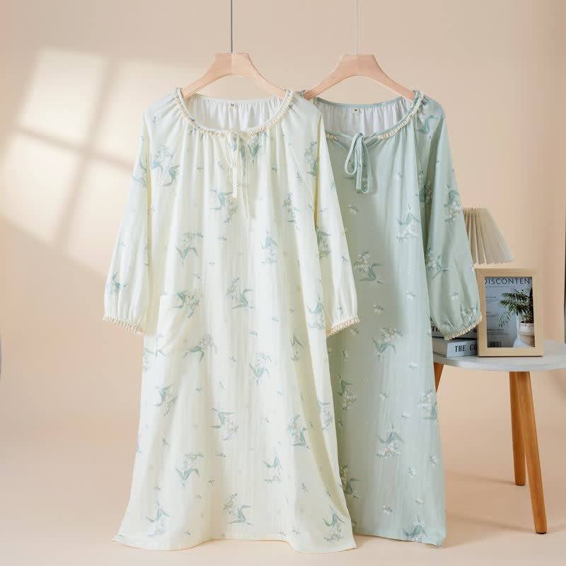 Ownkoti Bellflower Floral Cotton Gauze Nightgown - image 0