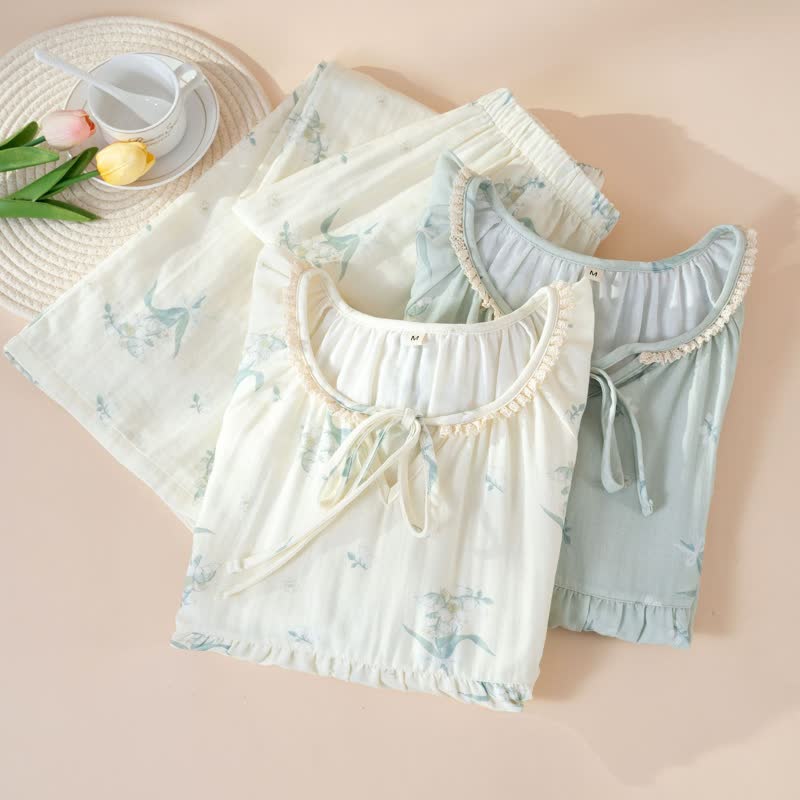 Ownkoti Bellflower Floral Cotton Gauze Pajama Set - image 1