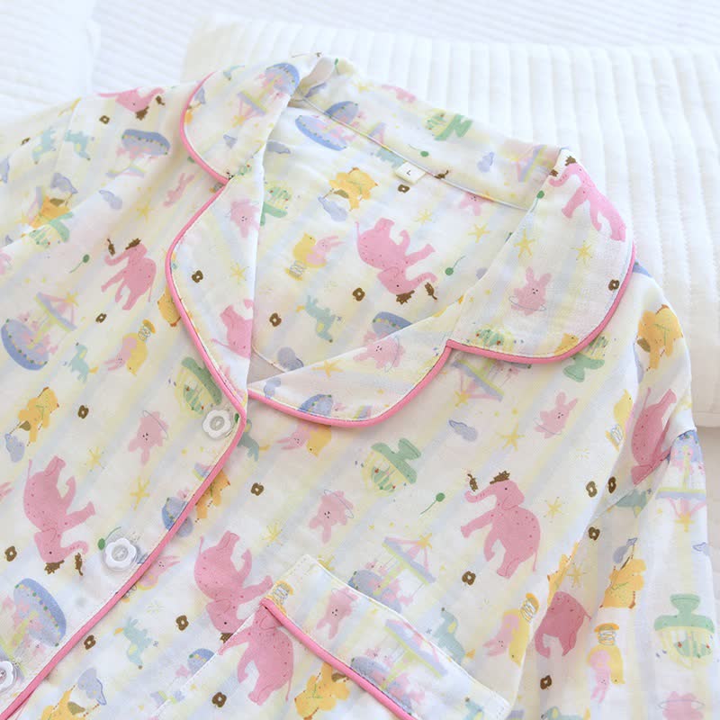 Ownkoti Elephant Playground Cotton Gauze Pajama Set - image 7