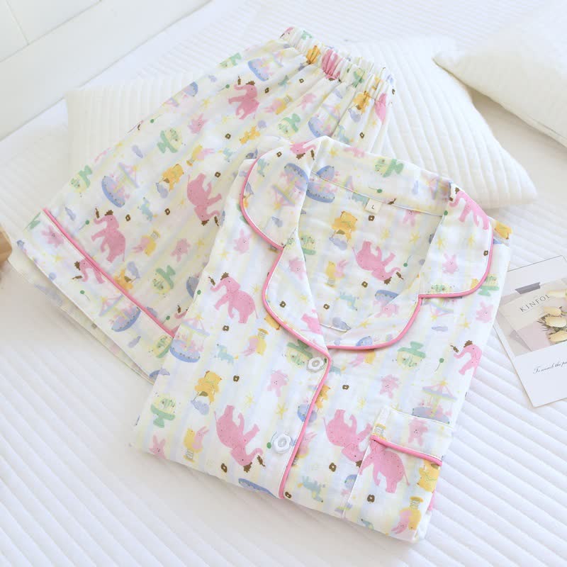 Ownkoti Elephant Playground Cotton Gauze Pajama Set - image 1