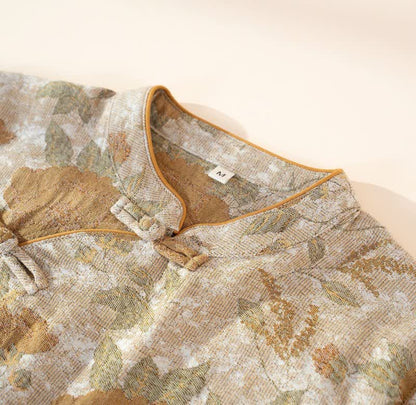 Ownkoti Vintage Floral Mandarin Collar Cotton Pajama Set - image 3