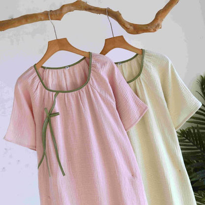 Ownkoti Minimalist Oriental Style Cotton Gauze Nightdress - image 3