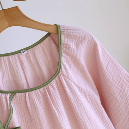 Ownkoti Minimalist Oriental Style Cotton Gauze Nightdress - image 8