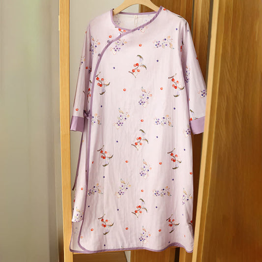 Ownkoti Rabbit & Berry Cotton Gauze Nightdress - Purple - XXL - image 0