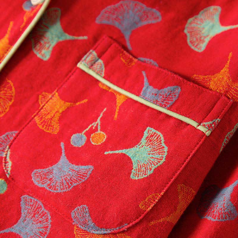 Ownkoti Ginkgo Leaf Cotton Gauze Pajama Set - image 2